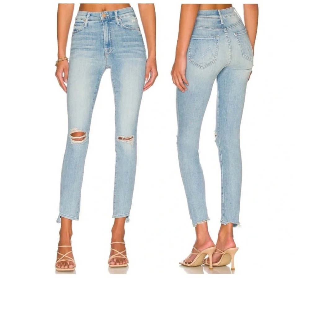 Mother The Stunner Zip Ankle Step Chew Jeans Poisoned Petals 11081-686